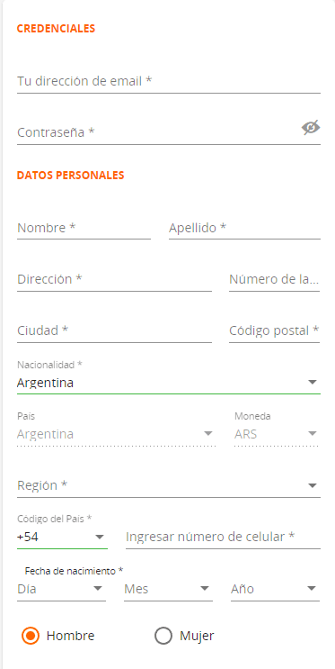 registrarse en betsson argentina datos personales