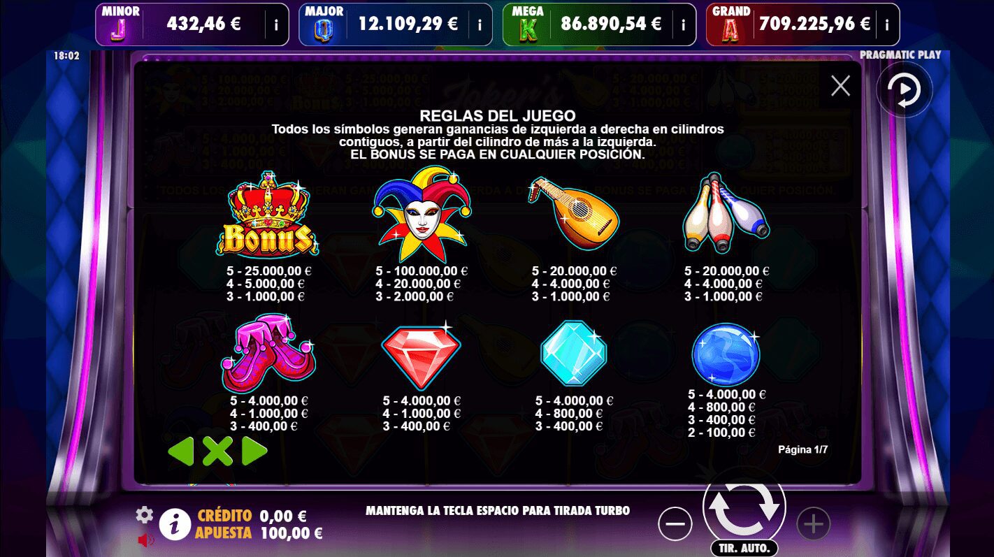 Jokers Jewels Jackpot Play - Apuesta maxima recompensa de los simbolos