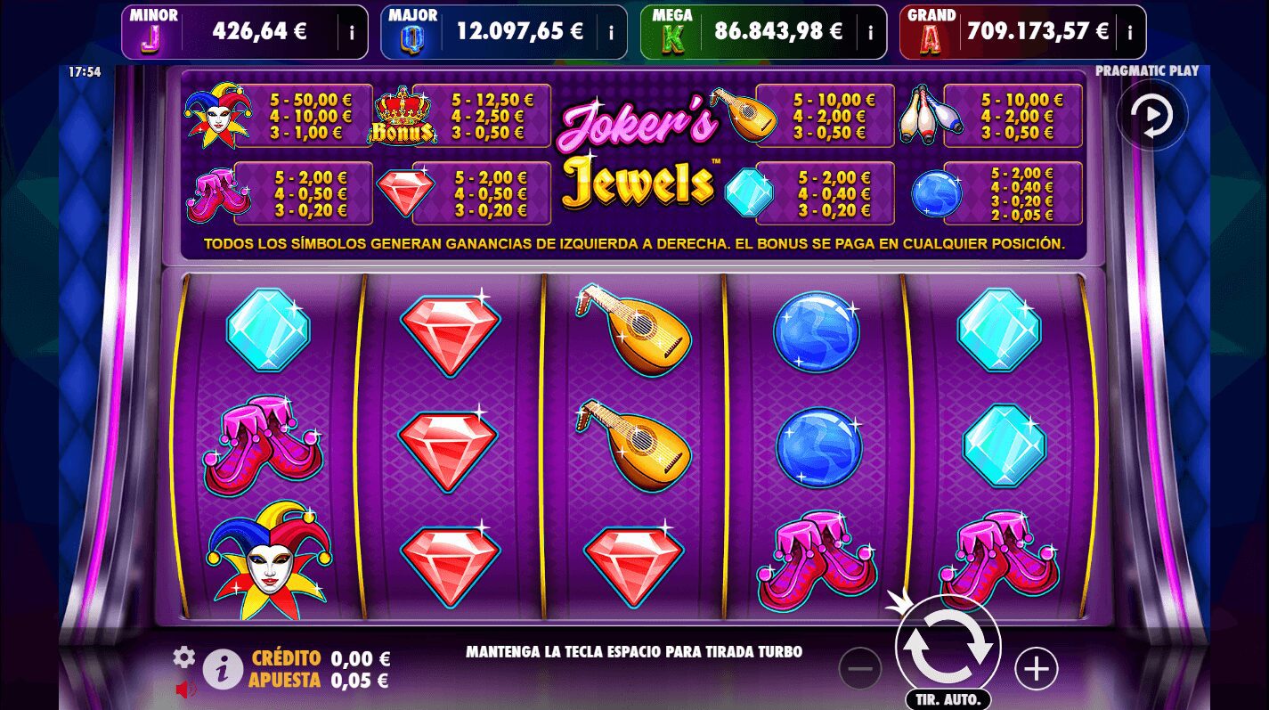 Jokers Jewels Jackpot Play - Interfaz
