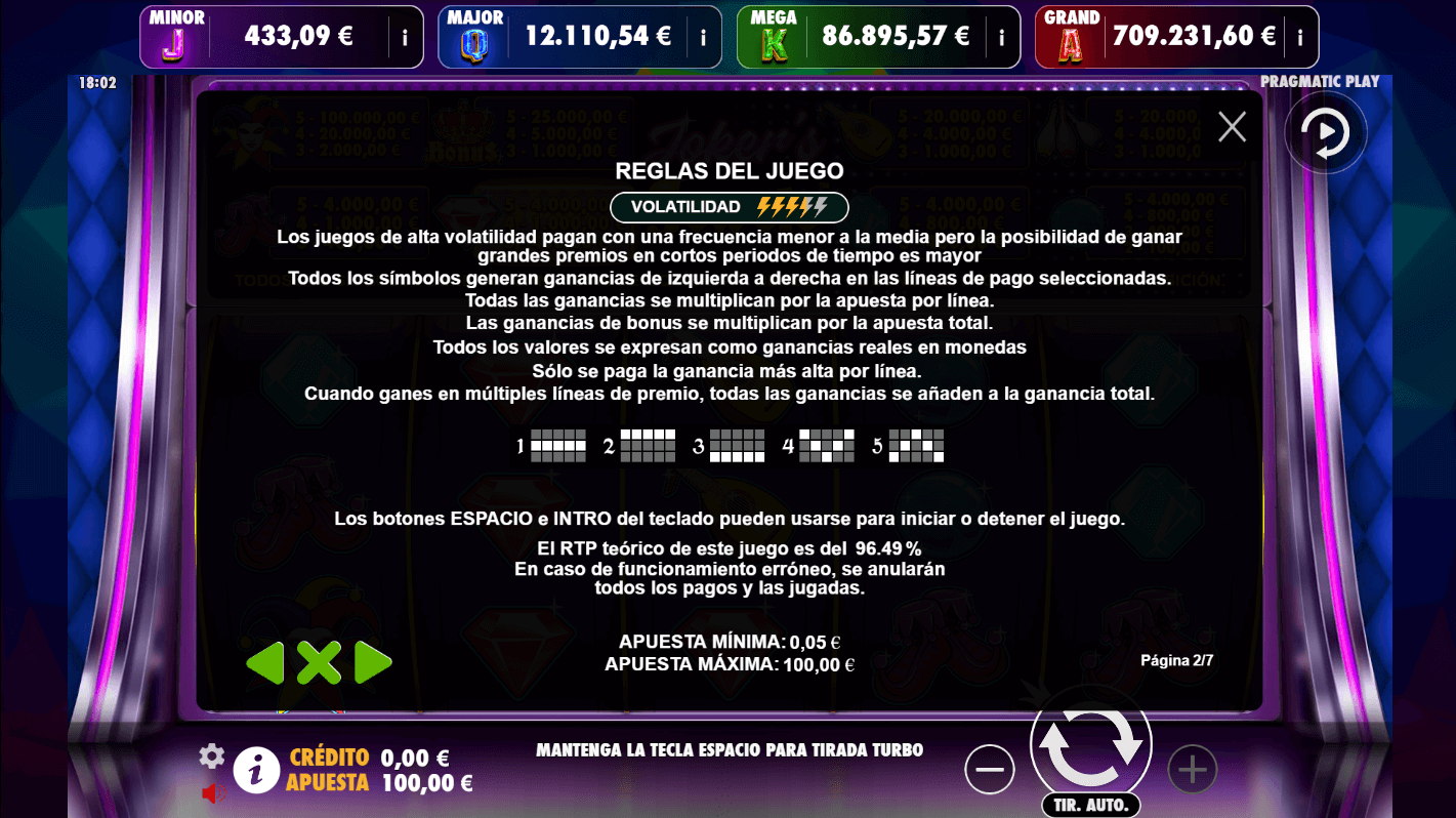 Jokers Jewels Jackpot Play - Reglas del juego