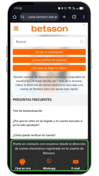 Betsson CABA Soporte al Cliente