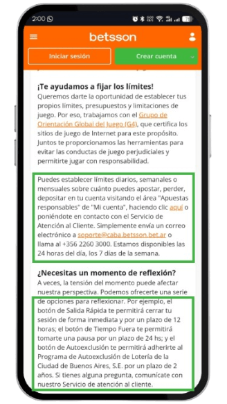 Betsson CABA Juego Responsable