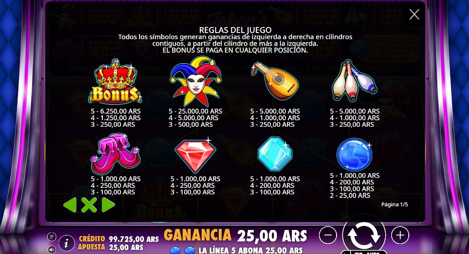 Jokers Jewels símbolos